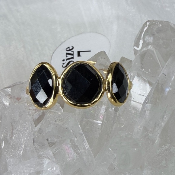 Jewelry - 🖤 Faceted Black Spinel | 18K Gold over 925 Silver | Size 7
